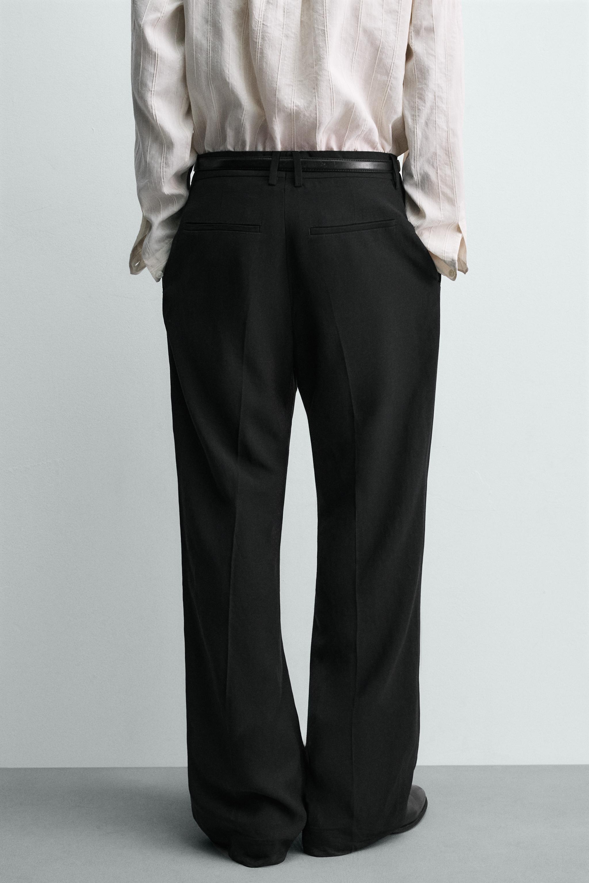 RELAXED FIT VISCOSE-LINEN SUIT PANTS